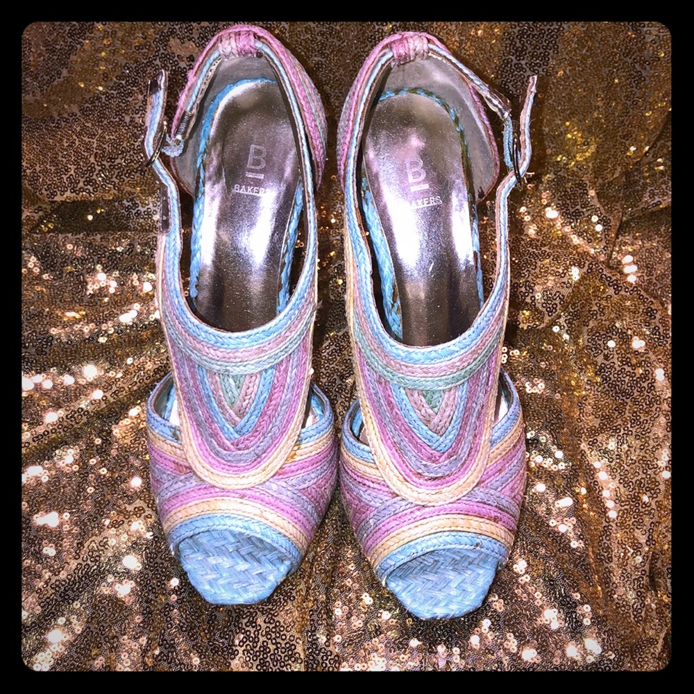 Multi colored Baker open toe high heel